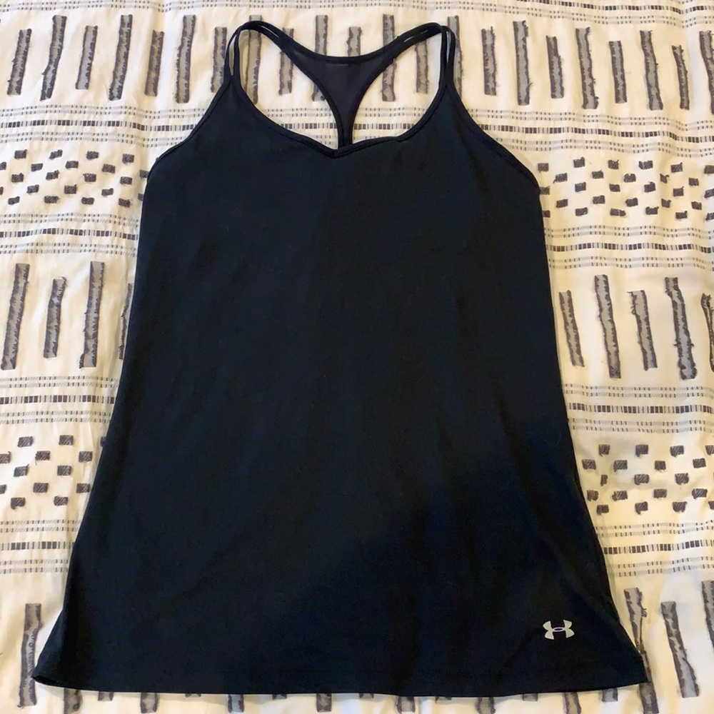 Black Under Armour Women’s Racer Back Tank with Built in Bra